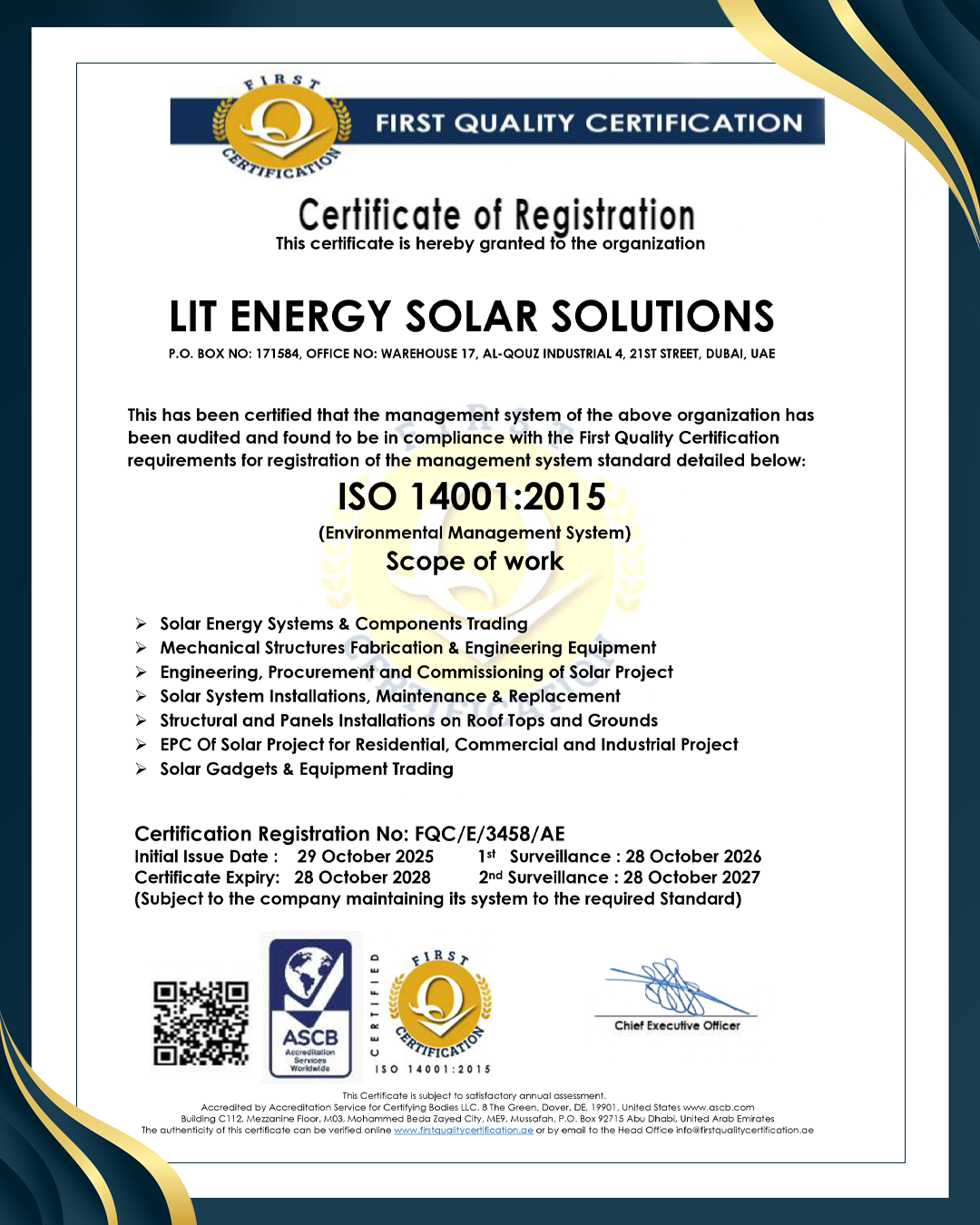 ISO 45001:2018 Certificate